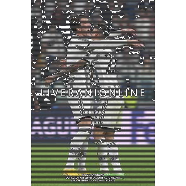 Torino 05.10.2022 Stadio Allianz Stadium ©Manuela Viganti/Agenzia Aldo Liverani Juventus vs Maccabi Haifa Champions League 2022/2023 Gruppo H Giornata 3 di 6 Nella foto: esultanza dusan vlahovic e angel di maria dopo il gol ©/AGENZIA ALDO LIVERANI SAS