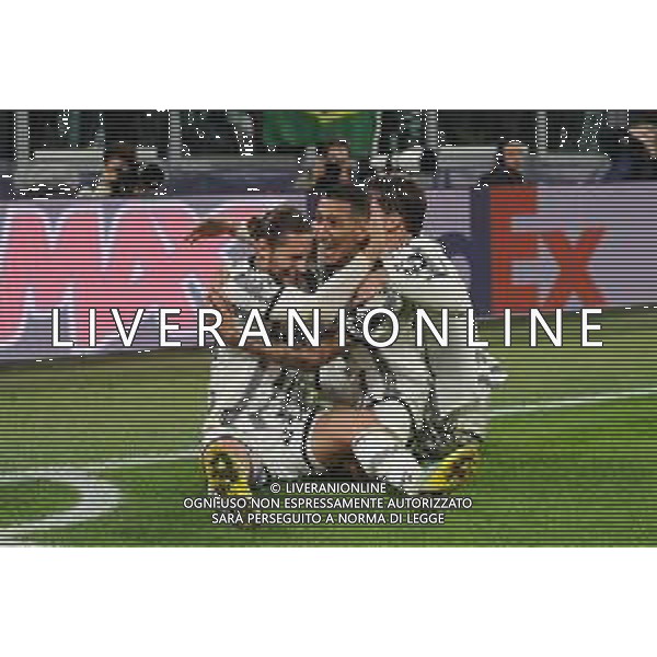 Torino 05.10.2022 Stadio Allianz Stadium ©Manuela Viganti/Agenzia Aldo Liverani Juventus vs Maccabi Haifa Champions League 2022/2023 Gruppo H Giornata 3 di 6 Nella foto: esultanza adrien rabiot, angel di maria e dusan vlahovic dopo il gol ©/AGENZIA ALDO LIVERANI SAS