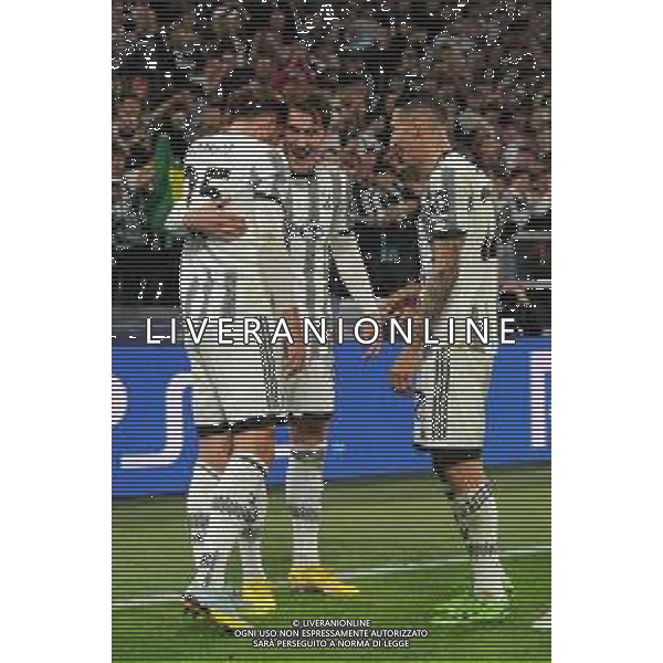 Torino 05.10.2022 Stadio Allianz Stadium ©Manuela Viganti/Agenzia Aldo Liverani Juventus vs Maccabi Haifa Champions League 2022/2023 Gruppo H Giornata 3 di 6 Nella foto: esultanza adrien rabiot, angel di maria e dusan vlahovic dopo il gol ©/AGENZIA ALDO LIVERANI SAS