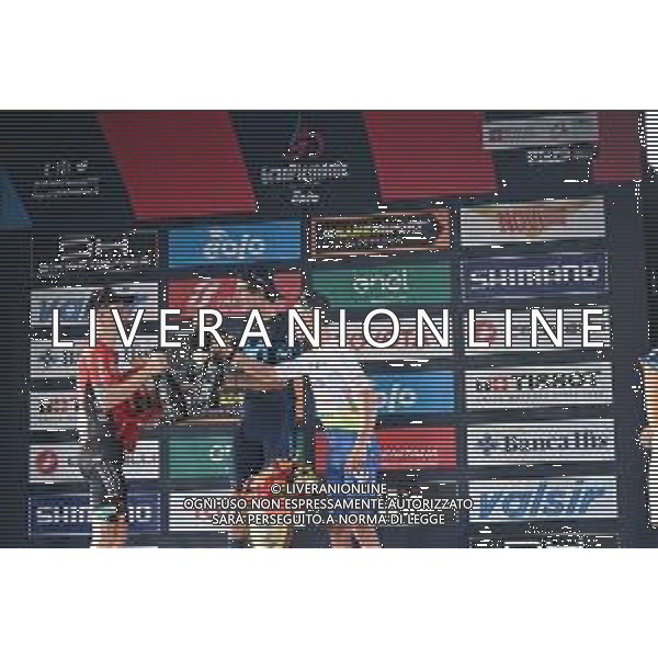 06-10-2022 Giro Del Piemonte; 2022, Movistar; 2022, Bahrain - Victorious; 2022, Totalenergie; Garcia Cortina, Ivan; Mohoric, Matej; Vuillermoz, Alexis; Beinasco; ©SIROTTI/AGENZIA ALDO LIVERANI SAS