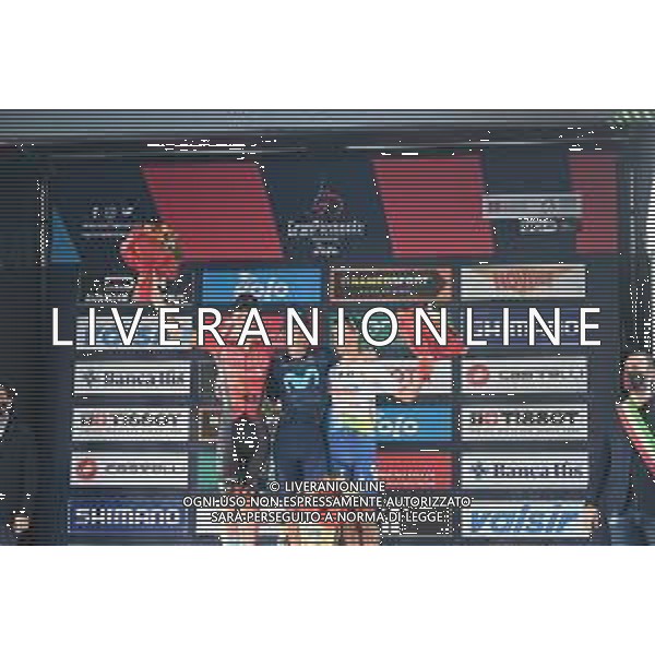 06-10-2022 Giro Del Piemonte; 2022, Movistar; 2022, Bahrain - Victorious; 2022, Totalenergie; Garcia Cortina, Ivan; Mohoric, Matej; Vuillermoz, Alexis; Beinasco; ©SIROTTI/AGENZIA ALDO LIVERANI SAS