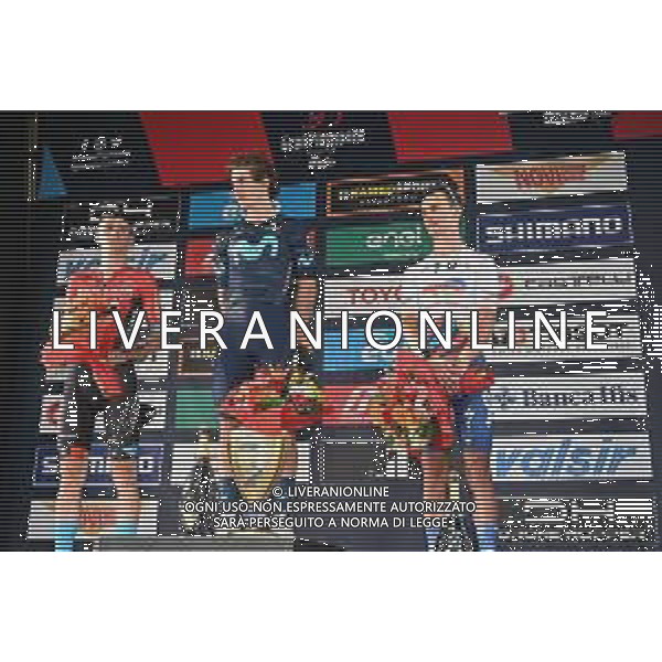06-10-2022 Giro Del Piemonte; 2022, Movistar; 2022, Bahrain - Victorious; 2022, Totalenergie; Garcia Cortina, Ivan; Mohoric, Matej; Vuillermoz, Alexis; Beinasco; ©SIROTTI/AGENZIA ALDO LIVERANI SAS