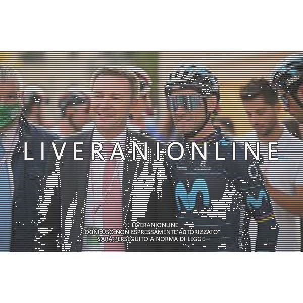 08-10-2022 Giro Di Lombardia; 2022, Movistar; Valverde, Alejandro; Lappartient, David; Bergamo; ©SIROTTI/AGENZIA ALDO LIVERANI SAS