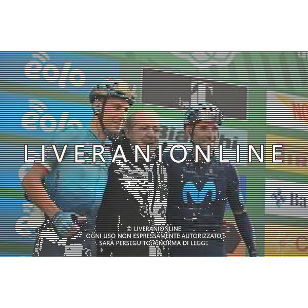 08-10-2022 Giro Di Lombardia; 2022, Astana - Qazaqstan; 2022, Movistar; Nibali, Vincenzo; Valverde, Alejandro; Vegni, Mauro; Bergamo; ©SIROTTI/AGENZIA ALDO LIVERANI SAS