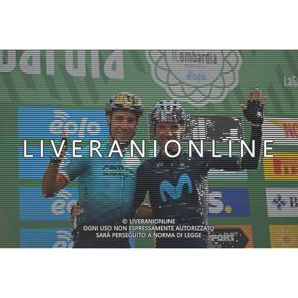 08-10-2022 Giro Di Lombardia; 2022, Astana - Qazaqstan; 2022, Movistar; Nibali, Vincenzo; Valverde, Alejandro; Bergamo; ©SIROTTI/AGENZIA ALDO LIVERANI SAS