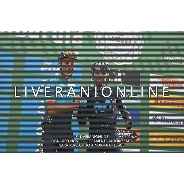 08-10-2022 Giro Di Lombardia; 2022, Astana - Qazaqstan; 2022, Movistar; Nibali, Vincenzo; Valverde, Alejandro; Bergamo; ©SIROTTI/AGENZIA ALDO LIVERANI SAS