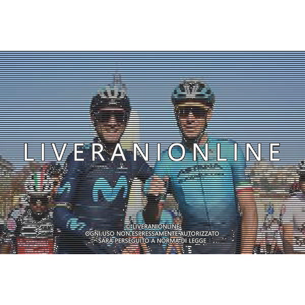 08-10-2022 Giro Di Lombardia; 2022, Movistar; 2022, Astana - Qazaqstan; Valverde, Alejandro; Nibali, Vincenzo; Bergamo; ©SIROTTI/AGENZIA ALDO LIVERANI SAS