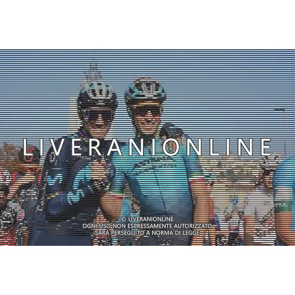 08-10-2022 Giro Di Lombardia; 2022, Movistar; 2022, Astana - Qazaqstan; Valverde, Alejandro; Nibali, Vincenzo; Bergamo; ©SIROTTI/AGENZIA ALDO LIVERANI SAS