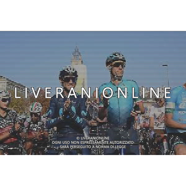 08-10-2022 Giro Di Lombardia; 2022, Movistar; 2022, Astana - Qazaqstan; Valverde, Alejandro; Nibali, Vincenzo; Bergamo; ©SIROTTI/AGENZIA ALDO LIVERANI SAS