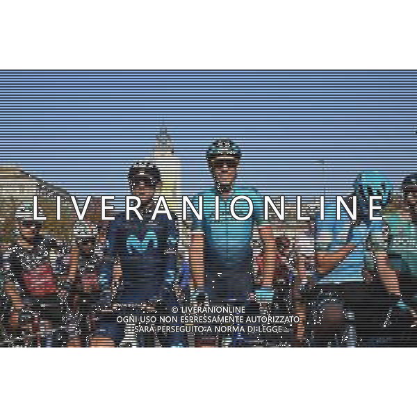 08-10-2022 Giro Di Lombardia; 2022, Movistar; 2022, Astana - Qazaqstan; Valverde, Alejandro; Nibali, Vincenzo; Bergamo; ©SIROTTI/AGENZIA ALDO LIVERANI SAS