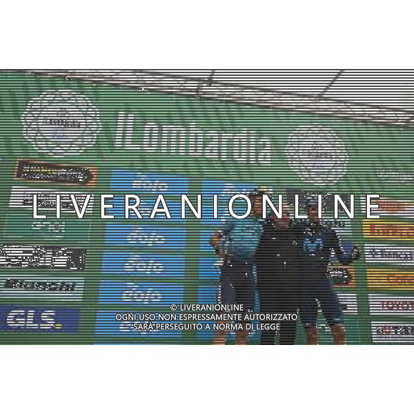 08-10-2022 Giro Di Lombardia; 2022, Movistar; 2022, Astana - Qazaqstan; Valverde, Alejandro; Nibali, Vincenzo; Vegni, Mauro; Bergamo; ©SIROTTI/AGENZIA ALDO LIVERANI SAS