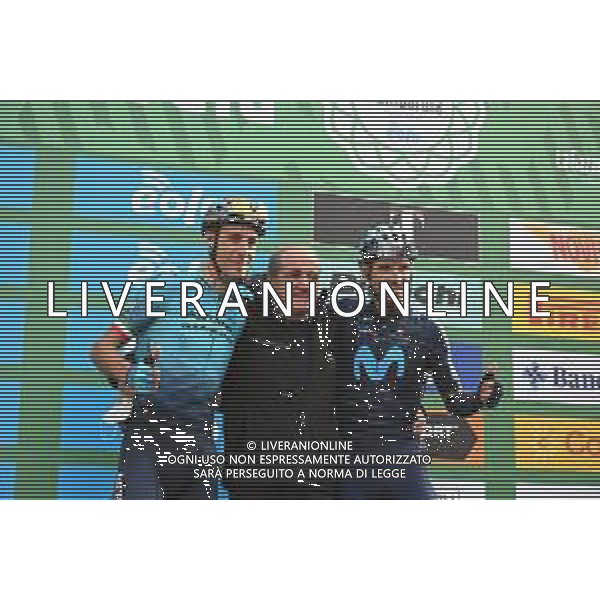 08-10-2022 Giro Di Lombardia; 2022, Movistar; 2022, Astana - Qazaqstan; Valverde, Alejandro; Nibali, Vincenzo; Vegni, Mauro; Bergamo; ©SIROTTI/AGENZIA ALDO LIVERANI SAS