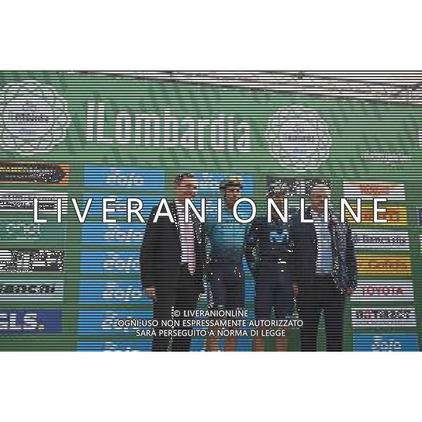 08-10-2022 Giro Di Lombardia; 2022, Movistar; 2022, Astana - Qazaqstan; Valverde, Alejandro; Nibali, Vincenzo; Lappartient, David; Della Casa, Enrico; Bergamo; ©SIROTTI/AGENZIA ALDO LIVERANI SAS
