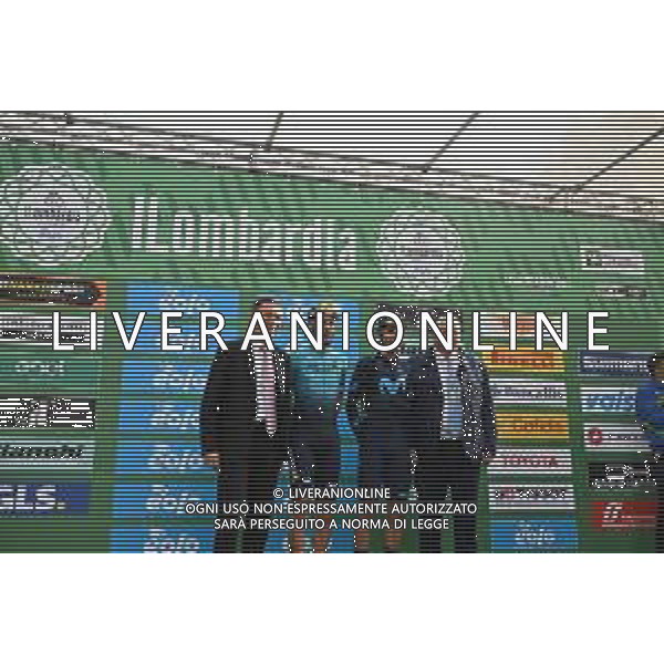 08-10-2022 Giro Di Lombardia; 2022, Movistar; 2022, Astana - Qazaqstan; Valverde, Alejandro; Nibali, Vincenzo; Lappartient, David; Della Casa, Enrico; Bergamo; ©SIROTTI/AGENZIA ALDO LIVERANI SAS