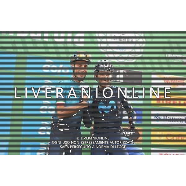 08-10-2022 Giro Di Lombardia; 2022, Movistar; 2022, Astana - Qazaqstan; Valverde, Alejandro; Nibali, Vincenzo; Bergamo; ©SIROTTI/AGENZIA ALDO LIVERANI SAS