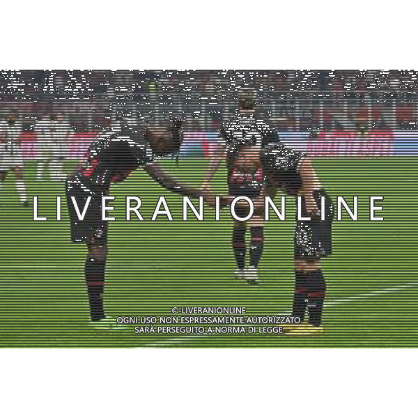 Rafael Leao (Milan) e Brahim Diaz (Milan) esultano dopo il gol del 2 a 0 Milan vs Juventus Milano 08-10-2022 Stadio Giuseppe Meazza - San Siro Campionato Serie A TIM - 9a giornata foto Roberto Garavaglia/ag. Aldo Liverani sas/AGENZIA ALDO LIVERANI SAS