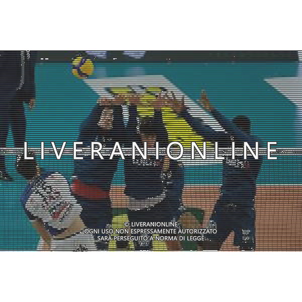 Block by Maksim Sapozhkov - WithU Verona during the match between WithU Verona and ITAS Trentino valid for a second day of the Superlega Italian volley men championship on October 8, 2022 at Pala AGSM-AIM in Verona, Italy FOTO ROBERTO TOMMASINI-AG ALDO LIVERANI SAS
