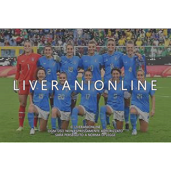 TVRG la formazione dell\'Italia, in piedi da SX Laura Giuliani, Valentina Bergamaschi, Martina Lenzini, Arianna Caruso, Martina Rosucci e Aurora Galli; in basso da SX Maria Luisa Filangeri, Giada Greggi, Lisa Boattin, Valentina Giacinti e Valentina Cernoia Italia vs Brasile Genova 10-10-2022 Stadio Luighi Ferraris Marassi amichevole nazionali femmiili foto Roberto Garavaglia/ag. Aldo Liverani sas / AGENZIA ALDO LIVERANI SAS