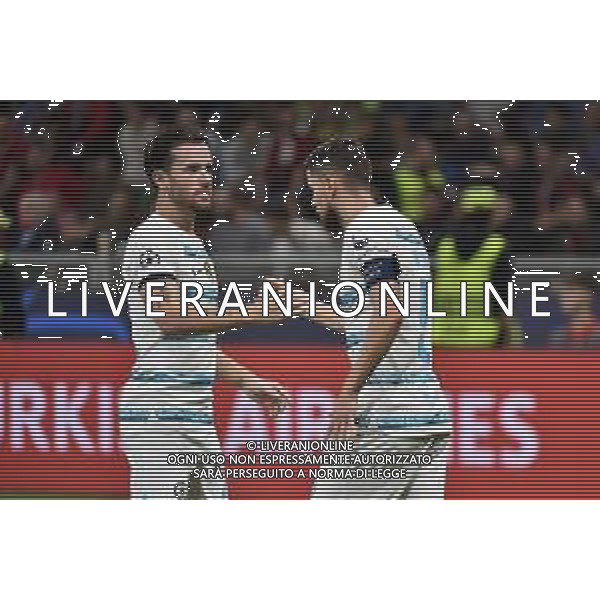 Ben Chilwell (Chelsea) e Jorge Luiz Frello Filho Jorginho (Chelsea) esultano dopo il gol dell\'1 a 0 Milan vs Chelsea Milano 11-10-2022 Stadio Giuseppe Meazza - San Siro UEFA Champions League fase a gironi gruppo E - 4a giornata foto Roberto Garavaglia/ag. Aldo Liverani sas / AGENZIA ALDO LIVERANI SAS