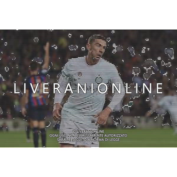 Robin Gosens (Inter) esulta dopo il gol del 3 a 2 Barcellona vs Inter Barcellona (SPA) 12-10-2022 Stadio Camp Nou UEFA Champions League fase a gironi gruppo C - 4a giornata foto Roberto Garavaglia/ag. Aldo Liverani sas / AGENZIA ALDO LIVERANI SAS