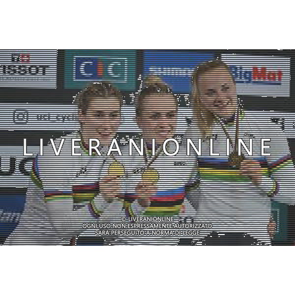 12-10-2022 World Championships Elite Women Track; Giornata 01; 2022, Germany; Friedrich, Lea Sophie; Grabosch, Pauline Sophie; Hinze, Emma; Saint Quentin En Yvelines; ©SIROTTI / AGENZIA ALDO LIVERANI SAS