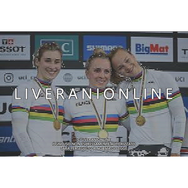 12-10-2022 World Championships Elite Women Track; Giornata 01; 2022, Germany; Friedrich, Lea Sophie; Grabosch, Pauline Sophie; Hinze, Emma; Saint Quentin En Yvelines; ©SIROTTI / AGENZIA ALDO LIVERANI SAS