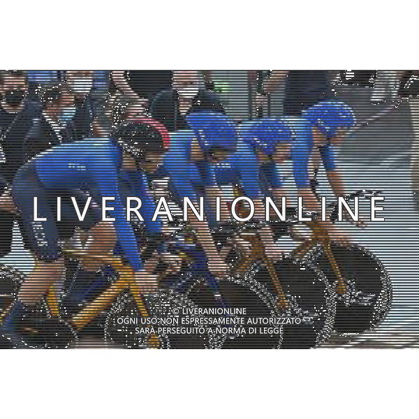 13-10-2022 World Championships Elite Track; Giornata 02; 2022, Italia; Ganna, Filippo; Consonni, Simone; Milan, Jonathan; Moro, Manlio; Saint Quentin En Yvelines; ©SIROTTI / AGENZIA ALDO LIVERANI SAS