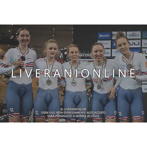 13-10-2022 World Championships Elite Women Track; Giornata 02; 2022, Great Britain; Evans, Neah; Archibald, Katie; Barker, Megan; Knight, Josie; Morris, Anna; Saint Quentin En Yvelines; ©SIROTTI / AGENZIA ALDO LIVERANI SAS