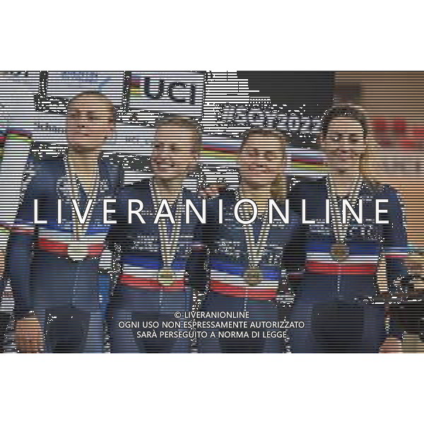 13-10-2022 World Championships Elite Women Track; Giornata 02; 2022, France; Borras, Marion; Copponi, Clara; Fortin, Valentine; Berteau, Victoire; Saint Quentin En Yvelines; ©SIROTTI / AGENZIA ALDO LIVERANI SAS