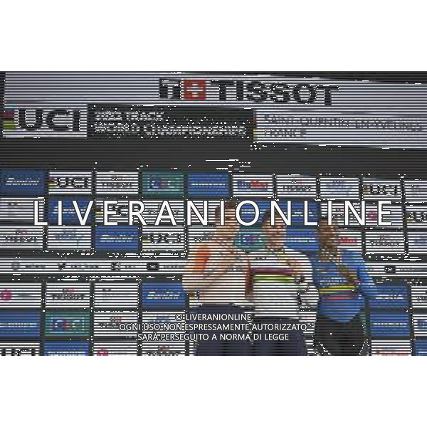 13-10-2022 World Championships Elite Track; Giornata 02; 2022, Olanda; 2022, Colombia; Lavreysen, Harrie; Hoogland, Jeffrey; Quintero Chavarro, Kevin Santiago; Saint Quentin En Yvelines; ©SIROTTI / AGENZIA ALDO LIVERANI SAS