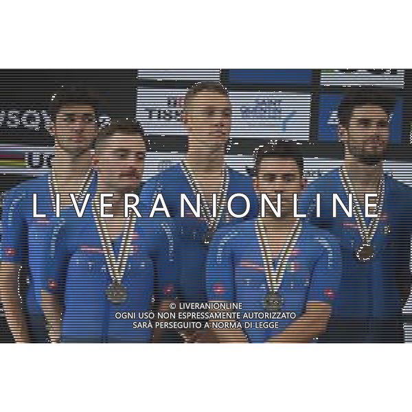13-10-2022 World Championships Elite Track; Giornata 02; 2022, Italia; Consonni, Simone; Ganna, Filippo; Milan, Jonathan; Moro, Manlio; Lamon, Francesco; Saint Quentin En Yvelines; ©SIROTTI / AGENZIA ALDO LIVERANI SAS