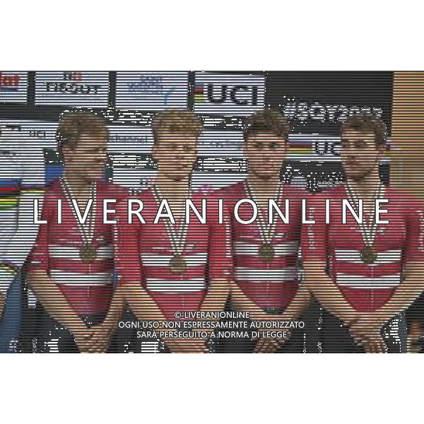 13-10-2022 World Championships Elite Track; Giornata 02; 2022, Danimarca; Hansen, Tobias; Bevort, Carl-frederik; Hansen, Lasse Norman; Pedersen, Rasmus; Saint Quentin En Yvelines; ©SIROTTI / AGENZIA ALDO LIVERANI SAS