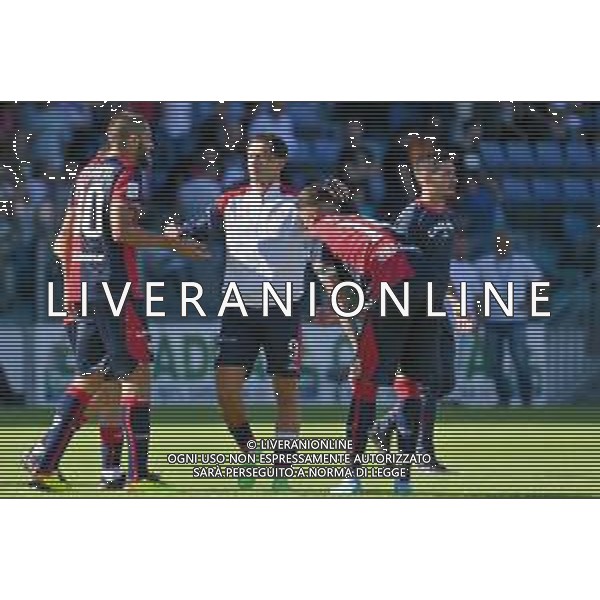 15-10-2022. Cagliari Calcio-Brescia F.C. 9° giornata serie BKT 2022/2023, stadio Unipol Domus Cagliari. Foto Salvatore Moi/Aldo Liverani s.a.s. Nella foto: Esultanza giocatori Cagliari a fine gara, Cagliari batte Brescia ©MOI / AGENZIA ALDO LIVERANI SAS