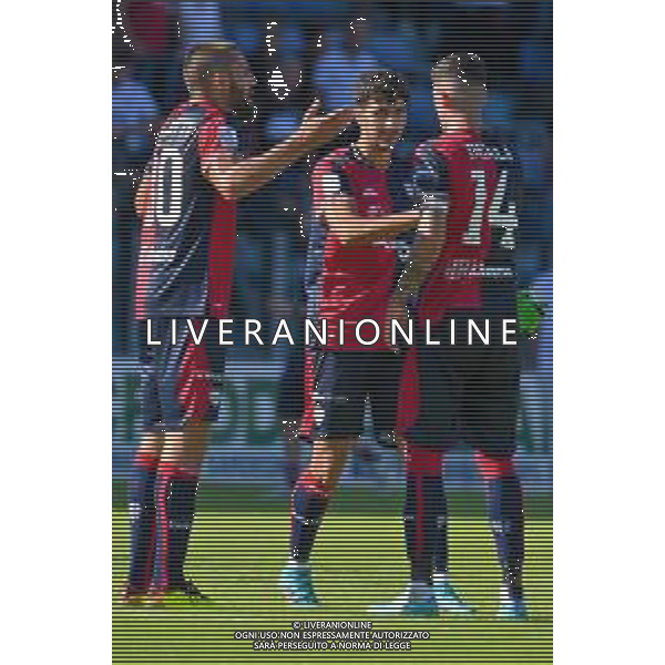 15-10-2022. Cagliari Calcio-Brescia F.C. 9° giornata serie BKT 2022/2023, stadio Unipol Domus Cagliari. Foto Salvatore Moi/Aldo Liverani s.a.s. Nella foto: Esultanza giocatori Cagliari a fine gara, Cagliari batte Brescia ©MOI / AGENZIA ALDO LIVERANI SAS