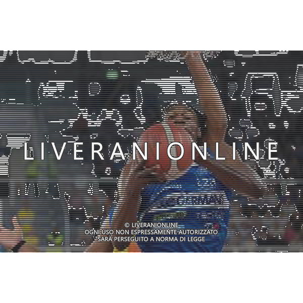 Nicola Akele - Germani Basket Brescia al rimbalzo durante il match tra Germani Basket Brescia e Ginova Scafati valido per la terza giornata del campionato Italiano di basket serie A1 basketball. 16 Ottobre 2022, Pala Leonessa A2A, Brescia Italia ©Tommasini Roberto/AGENZIA ALDO LIVERANI SAS