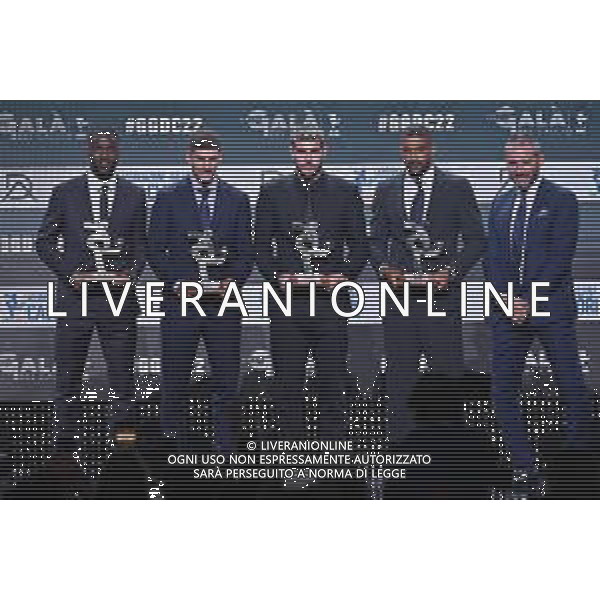 TVRG i migliori difensori da SX Fikayo Tomori (Milan), Giovanni Di Lorenzo (Napoli), Theo Hernandez (Milan) e Gleison Bremer (Juventus) Rho (MI) 17-10-2022 Gran Gala del Calcio 2022, l\'appuntamento organizzato dall\'AIC Associazione Italiana Calciatori e quest\'anno condotto da Federica Masolin e Raul Cremona nella location di Rho FieraMilano foto Roberto Garavaglia/ag. Aldo Liverani sas /AGENZIA ALDO LIVERANI SAS