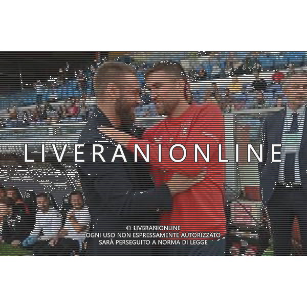 TVRG Daniele De Rossi allenatore Spal e Kevin Strootman (Genoa) si salutano prima della gara Genoa vs Spal Genova 18-10-2022 Stadio Luigi Ferraris - Marassi Coppa Italia Frecciarossa - 16mi di finale foto Roberto Garavaglia/ag. Aldo Liverani sas / AG. ALDO LIVERANI SAS