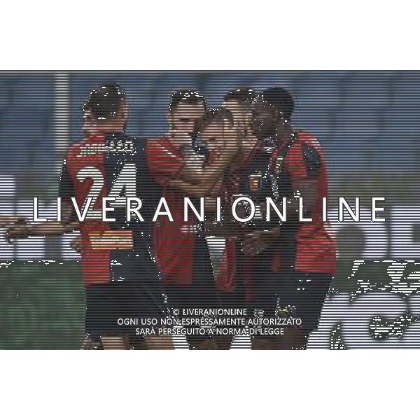TVRG esultanza Genoa dopo il gol dell\'1 a 0 Albert Gudmundsson Genoa vs Spal Genova 18-10-2022 Stadio Luigi Ferraris - Marassi Coppa Italia Frecciarossa - 16mi di finale foto Roberto Garavaglia/ag. Aldo Liverani sas / AG. ALDO LIVERANI SAS