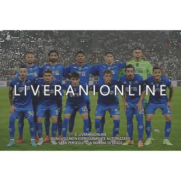 Torino 21.10.2022 Allianz Stadium ©Manuela Viganti/Agenzia Aldo Liverani Juventus vs Empoli Campionato Calcio Serie A TIM 2022/2023 11a giornata Nella foto: la formazione dell\'empoli da sx verso dx marko pjaca, sebastiano luperto, koni de winter, martin satriano, guglielmo vicario, petar stojanovic, marin razvan, fabiano parisi, nicolas haas, mattia destro, filippo bandinelli / AGENZIA ALDO LIVERANI SAS