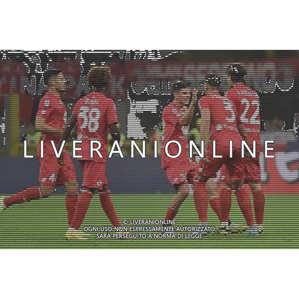 esultanza Monza dopo il gol dell\'1 a 3 di andrea ranocchia Milan vs Monza Milano 22-10-2022 Stadio Giuseppe Meazza - San Siro Campionato Serie A TIM - 11a giornata foto Roberto Garavaglia/ag. Aldo Liverani sas / AGENZIA ALDO LIVERANI SAS