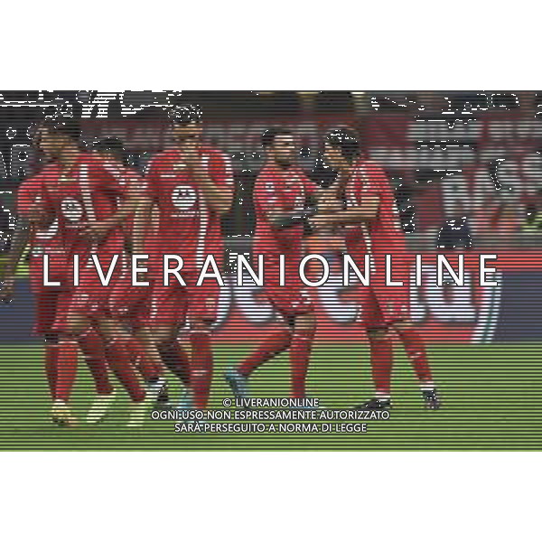 esultanza Monza dopo il gol dell\'1 a 3 di andrea ranocchia Milan vs Monza Milano 22-10-2022 Stadio Giuseppe Meazza - San Siro Campionato Serie A TIM - 11a giornata foto Roberto Garavaglia/ag. Aldo Liverani sas / AGENZIA ALDO LIVERANI SAS