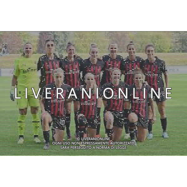 TVRG la formazione del Milan, in piedi da SX Laura Giuliani, Martina Piemonte, Laura Fusetti, Guony Arnadottir, Malgorzata Gosia Mesjasz, Greta Adami e Angelica Soffia; in basso da SX Kamila Dubcova, Kosovare Asllani, Christy Grimshaw e Valentina Bergamaschi Milan vs Juventus Zanica (BG) 22-10-2022 AlbinoLeffe Stadium Serie A femminile TIMVISION - 7a giornata foto Roberto Garavaglia/ag. Aldo Liverani sas