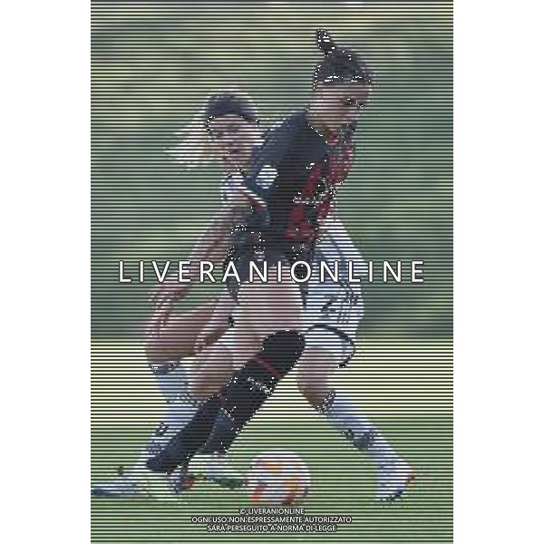 TVRG Martina Piemonte (Milan) e dietro Sofie Junge Pedersen (Juventus) Milan vs Juventus Zanica (BG) 22-10-2022 AlbinoLeffe Stadium Serie A femminile TIMVISION - 7a giornata foto Roberto Garavaglia/ag. Aldo Liverani sas