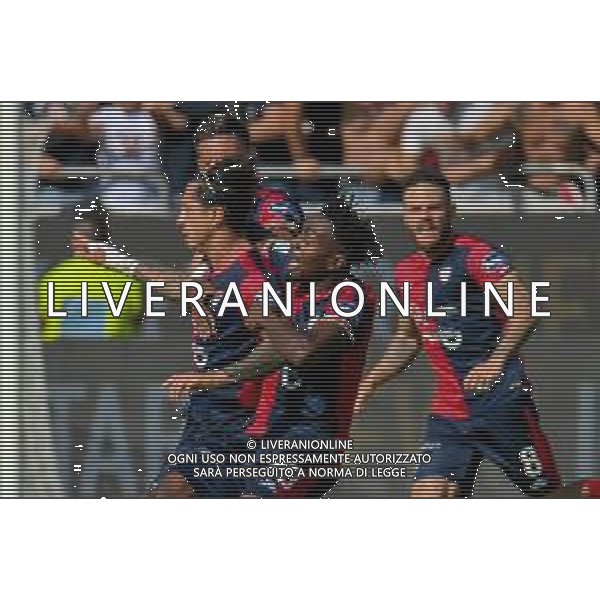 29-10-2022. Cagliari Calcio-Reggina C.S. 11° giornata serie BKT 2022/2023, stadio Unipol Domus Cagliari. Foto Salvatore Moi/Aldo Liverani s.a.s. Nella foto: Gol ed esultanza del Cagliari contro Reggina in casa, allo Stadio Unipol Domus di Cagliari. Segna: Gianluca Lapadula Cagliari ©MOI SALVATORE/AGENZIA ALDO LIVERANI SAS