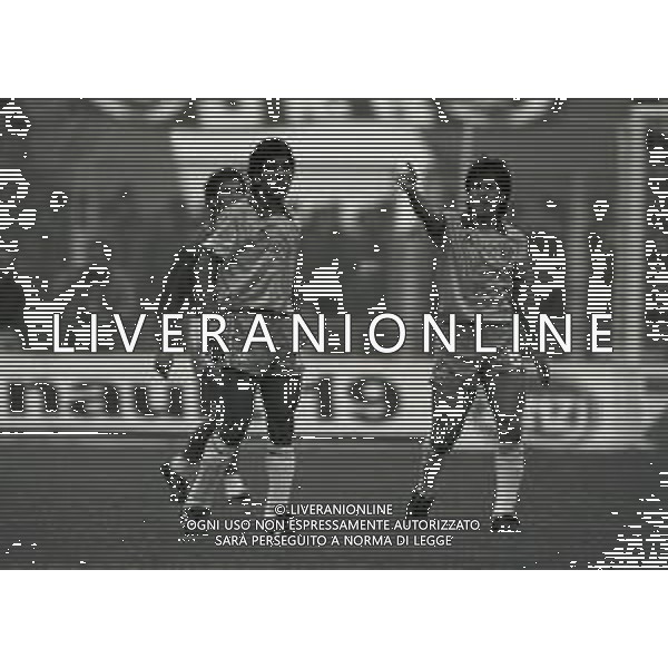 14-10-1989 BOLOGNA PARTITA AMICHEVOLE NAZIONALE ITALIANA -BRASILE 0-1 NELLA FOTO CARLOS DUNGA E SILAS AG ALDO LIVERANI SAS