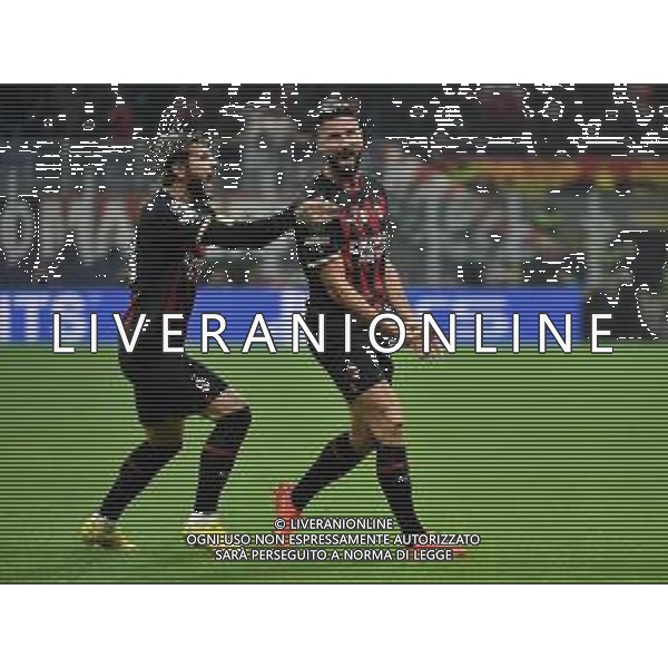 Olivier Giroud (Milan) e Theo Hernandez (Milan) esultano dopo il gol dell\'1 a 0 Milan vs Salisburgo Milano 02-11-2022 Stadio Giuseppe Meazza - San Siro UEFA Champions League fase a gironi gruppo E - 6a giornata foto Roberto Garavaglia/ag. Aldo Liverani sas / AGENZIA ALDO LIVERANI SAS