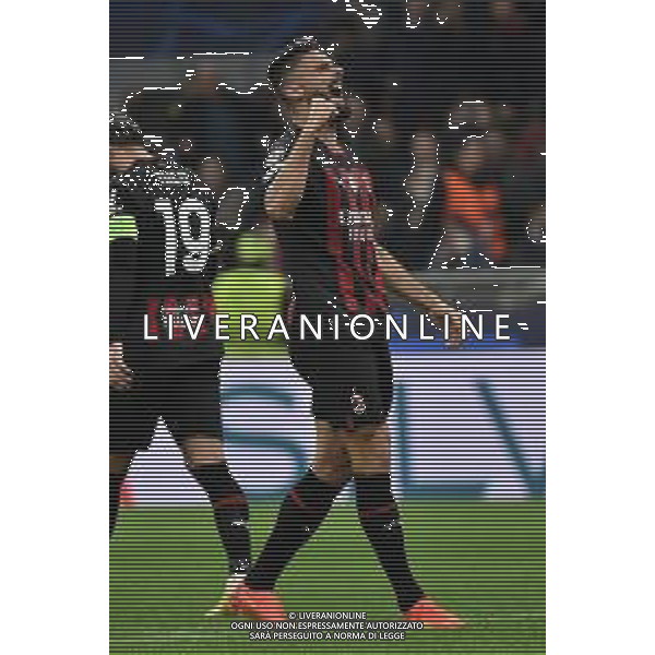 Olivier Giroud (Milan) esulta dopo il gol del 3 a 0 Milan vs Salisburgo Milano 02-11-2022 Stadio Giuseppe Meazza - San Siro UEFA Champions League fase a gironi gruppo E - 6a giornata foto Roberto Garavaglia/ag. Aldo Liverani sas