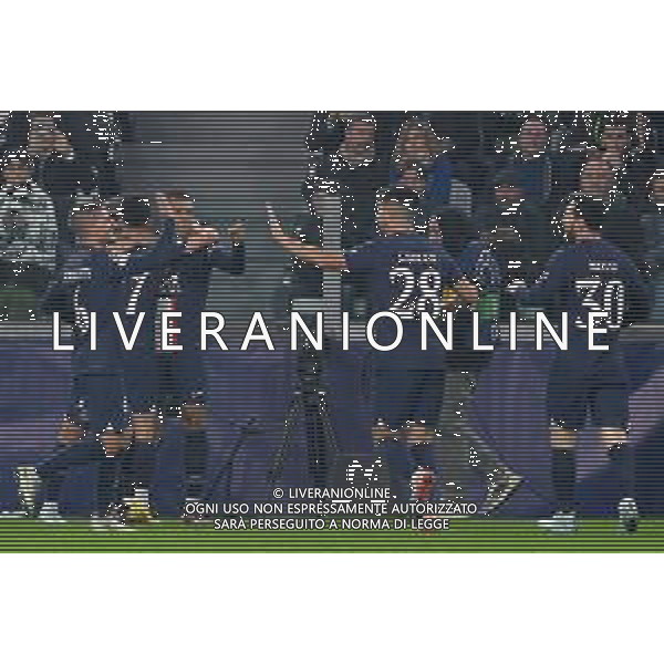 Torino 02.11.2022 Stadio Allianz Stadium ©Manuela Viganti/Agenzia Aldo Liverani Juventus vs Paris Saint Germain Champions League 2022/2023 Gruppo H Giornata 6 di 6 Nella foto: esultanza paris saint germain dopo il gol di kylian Mbappe\' / AGENZIA ALDO LIVERANI SAS