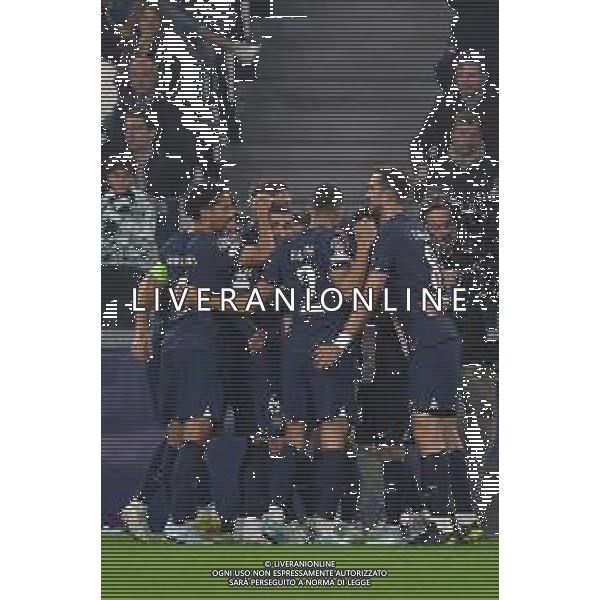 Torino 02.11.2022 Stadio Allianz Stadium ©Manuela Viganti/Agenzia Aldo Liverani Juventus vs Paris Saint Germain Champions League 2022/2023 Gruppo H Giornata 6 di 6 Nella foto: esultanza paris saint germain dopo il gol di kylian Mbappe\' / AGENZIA ALDO LIVERANI SAS
