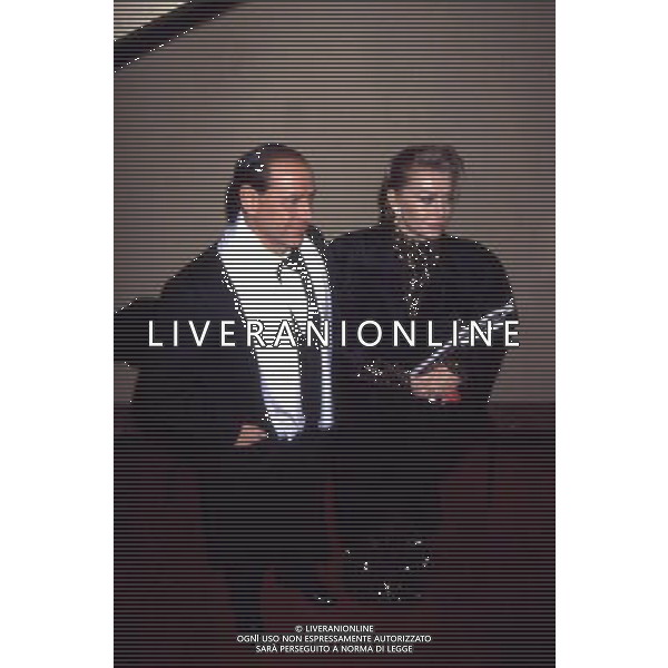Silvio Berlusconi con la moglie Veronica Lario alla Prima della Scala nel 1990 ph archivio giovanni liverani/agenzia aldo liverani